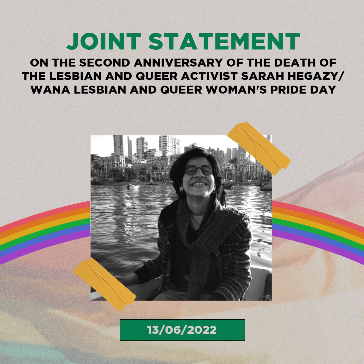 Joint statement on the second anniversary of the death of the lesbian and queer activist Sarah Hegazy/ WANA Lesbian and Queer