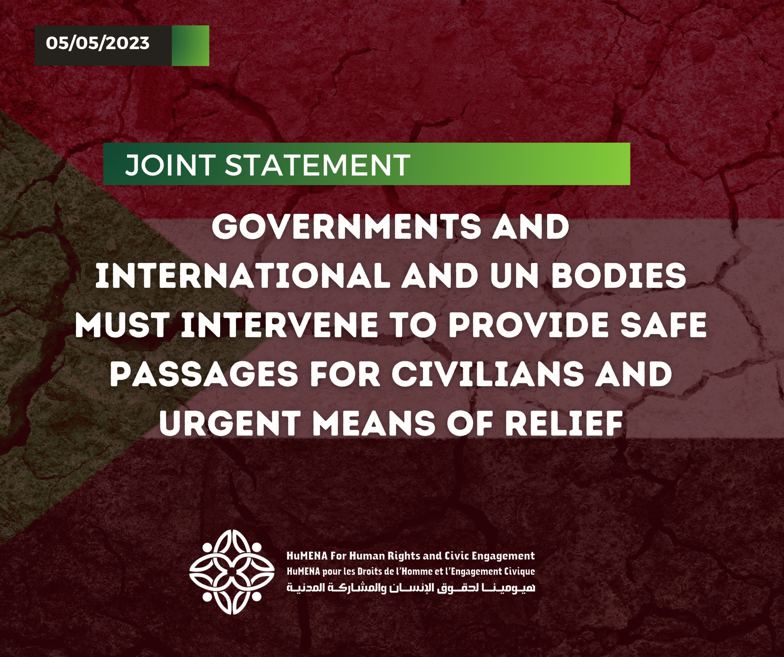 Sudan| Joint Statement: Governments and international and UN bodies must intervene to provide safe passages for civilians and